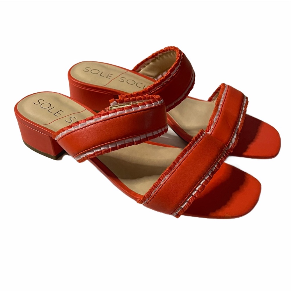 Sole Society Red Slip-On Double Band Sandals